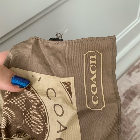 Y2K Vintage Early 2000’S COACH Silk Monogram Brown Scarf Bandeau Handkerchief - Picture 14 of 15